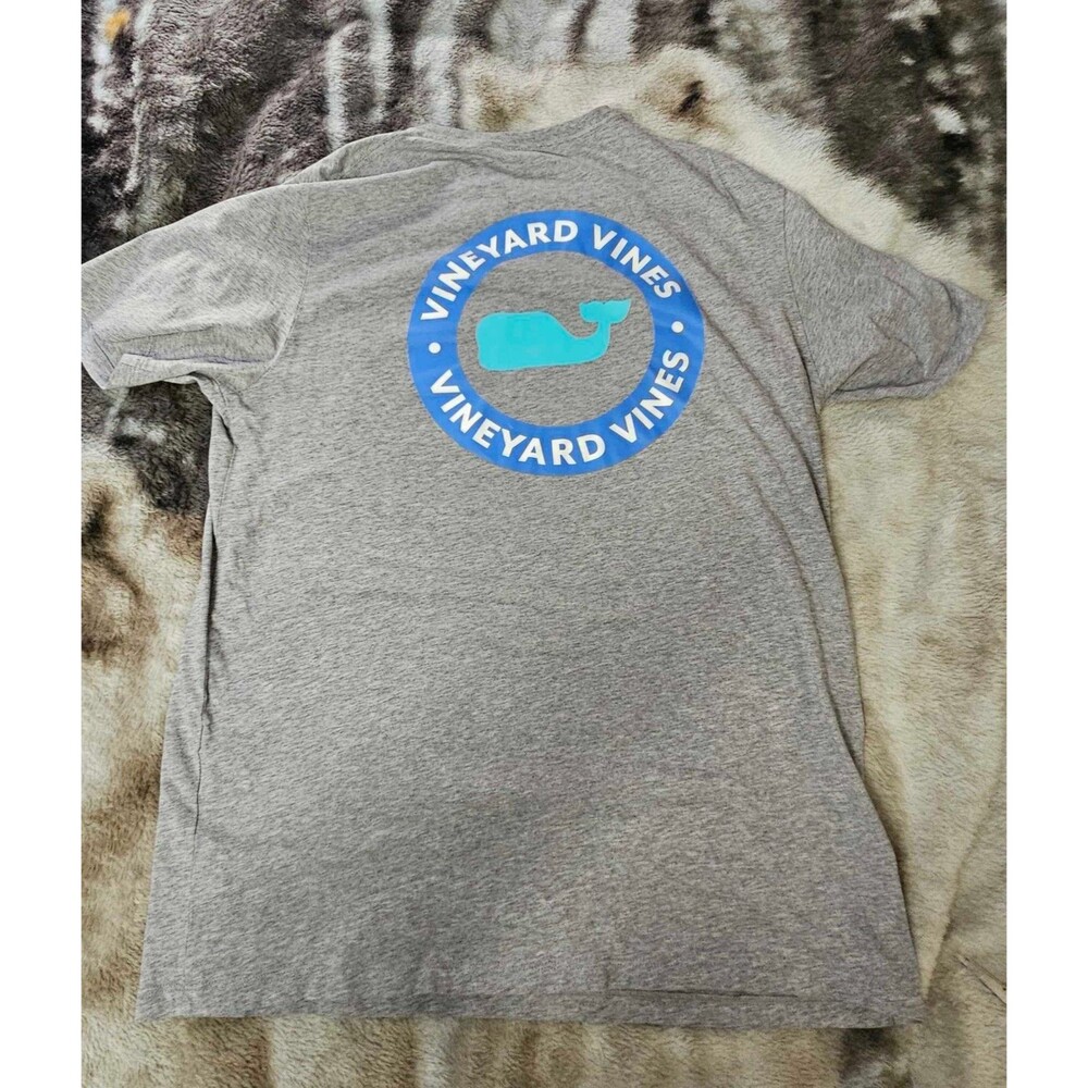 VINEYARD VINES Gray Circle WHALE Gray Short Sleeve Pocket Tshirt Mens M